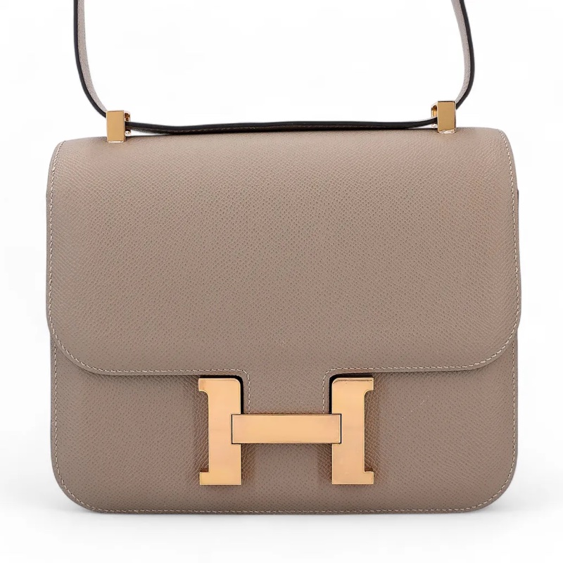 平台最低價金剛色風衣灰✨ HERMÈS 愛馬仕 Constance 康康 24 M8 銀河灰 風衣灰Gris Asphalte Epsom牛皮 玫瑰金扣-1
