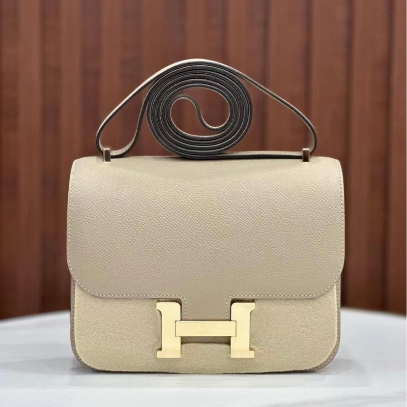 平台最低價金剛色風衣灰✨ HERMÈS 愛馬仕 Constance 康康 24 M8 銀河灰 風衣灰Gris Asphalte Epsom牛皮 玫瑰金扣-2