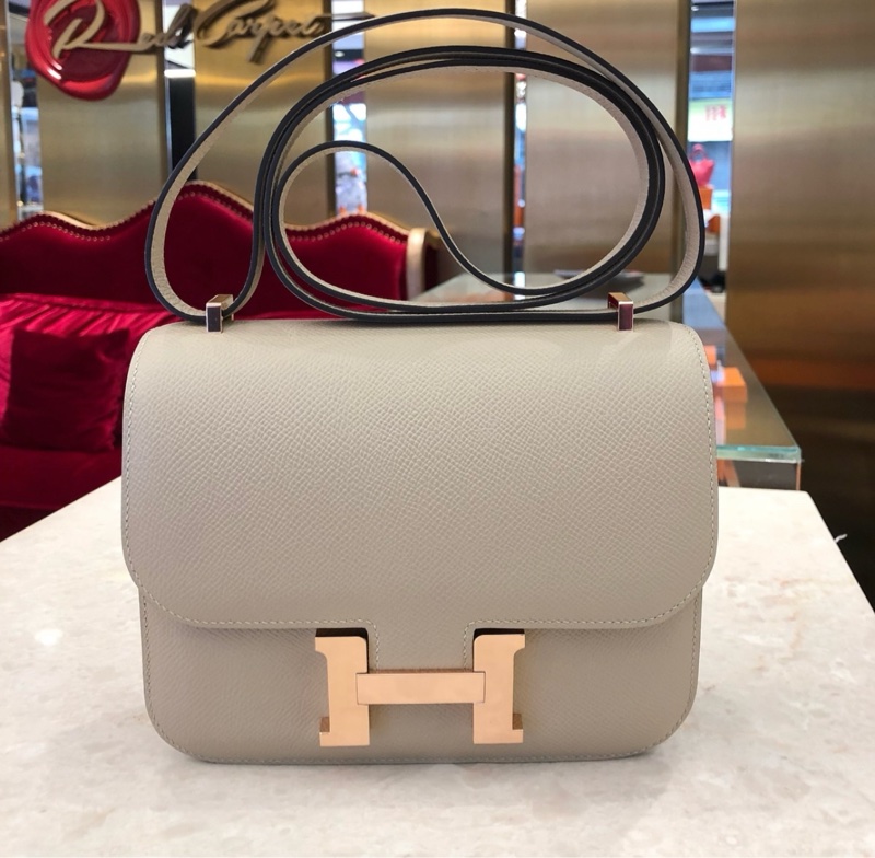 平台最低價金剛色風衣灰✨ HERMÈS 愛馬仕 Constance 康康 24 M8 銀河灰 風衣灰Gris Asphalte Epsom牛皮 玫瑰金扣-3