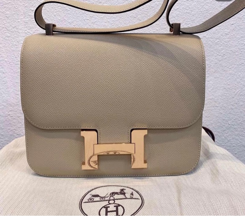 平台最低價金剛色風衣灰✨ HERMÈS 愛馬仕 Constance 康康 24 M8 銀河灰 風衣灰Gris Asphalte Epsom牛皮 玫瑰金扣-5