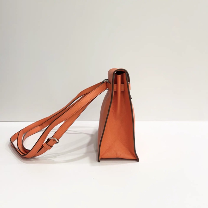 Hermes 愛馬仕 橙色銀扣 evercolor皮 Kelly Danse D刻-2