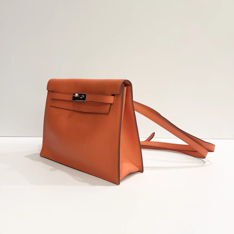 Hermes 愛馬仕 橙色銀扣 evercolor皮 Kelly Danse D刻-4