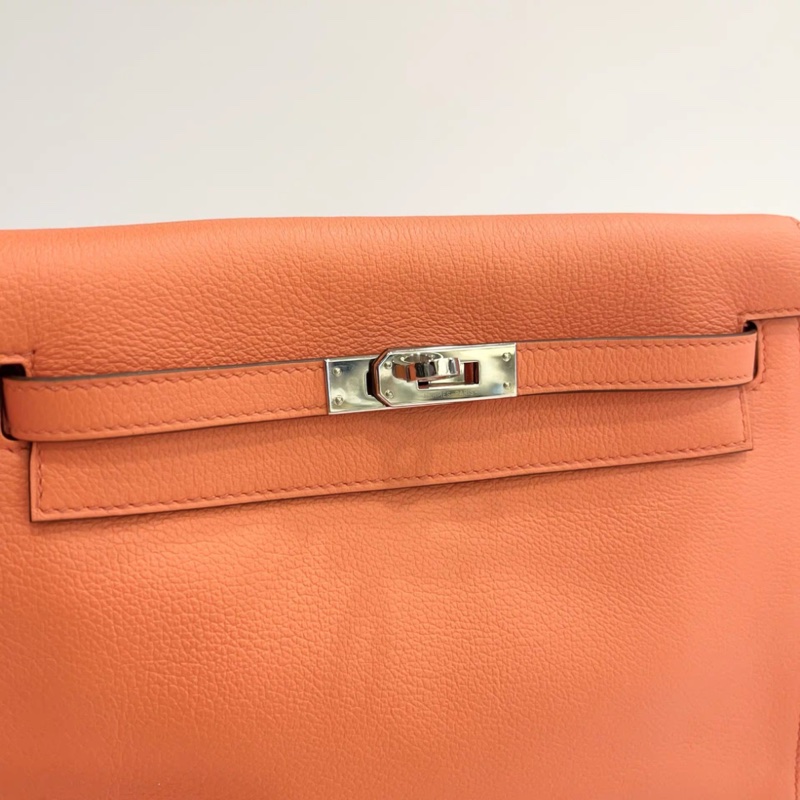 Hermes 愛馬仕 橙色銀扣 evercolor皮 Kelly Danse D刻-6