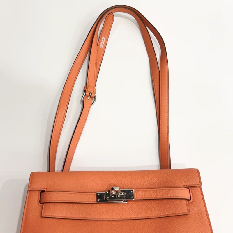 Hermes 愛馬仕 橙色銀扣 evercolor皮 Kelly Danse D刻-8