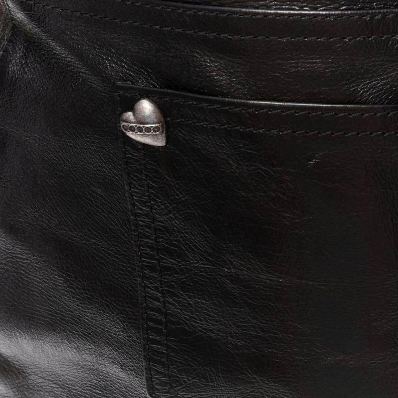 SAINT LAURENT 2017 silver heart star arrow charm stud black calfskin leather mini skirt FR36 S-6