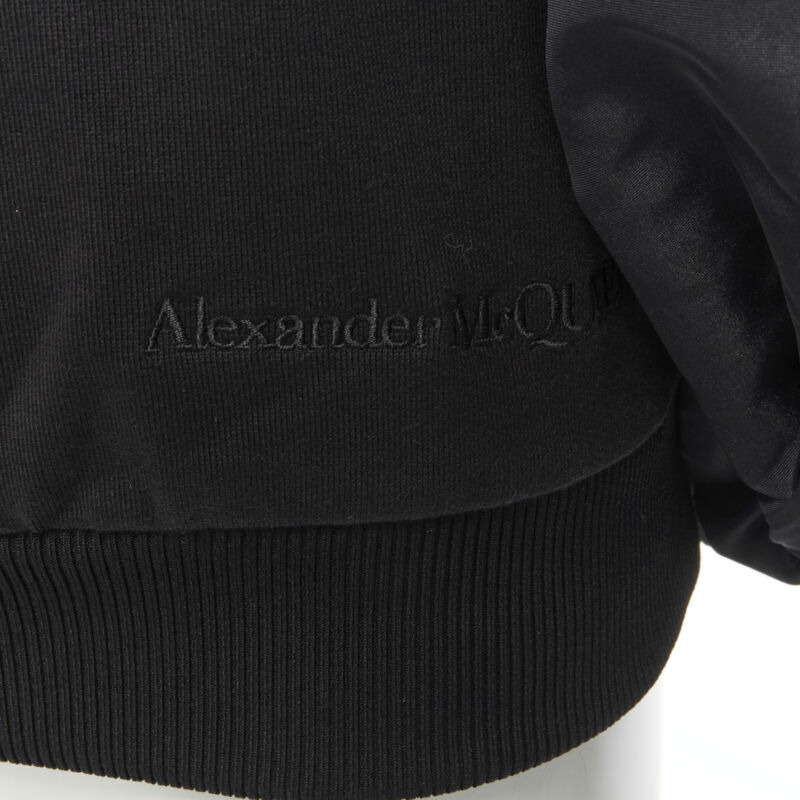 ALEXANDER MCQUEEN cotton black ultra puff sleeve off shoulder sweater IT36 XXS-1