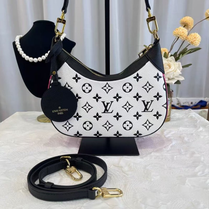 LV Bagatelle 城市春日系列黑白粉拚色腋下包 芯片款 22*14*9 99新配件塵袋-0