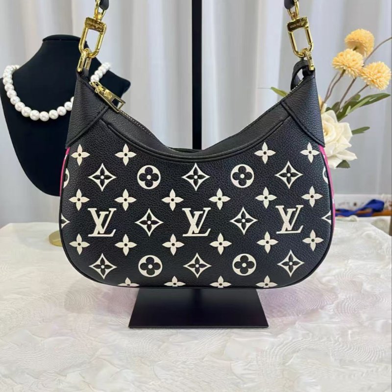 LV Bagatelle 城市春日系列黑白粉拚色腋下包 芯片款 22*14*9 99新配件塵袋-4