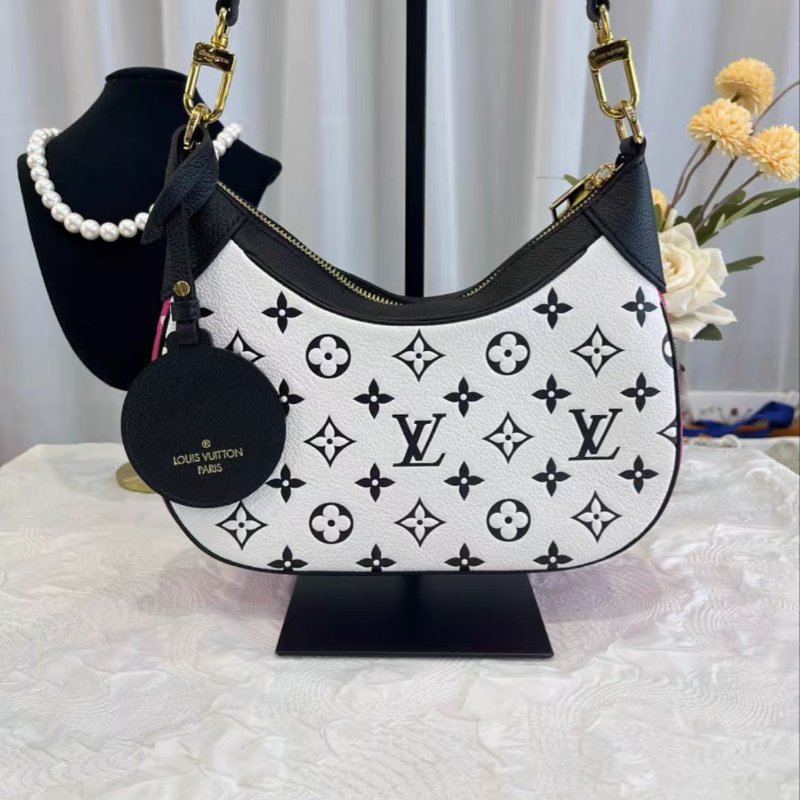 LV Bagatelle 城市春日系列黑白粉拚色腋下包 芯片款 22*14*9 99新配件塵袋-5