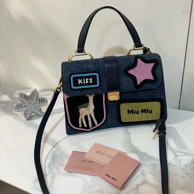 ෆ Miu miu 牛仔斜背翻面兩用包 Y2K 千禧必備🦄-6