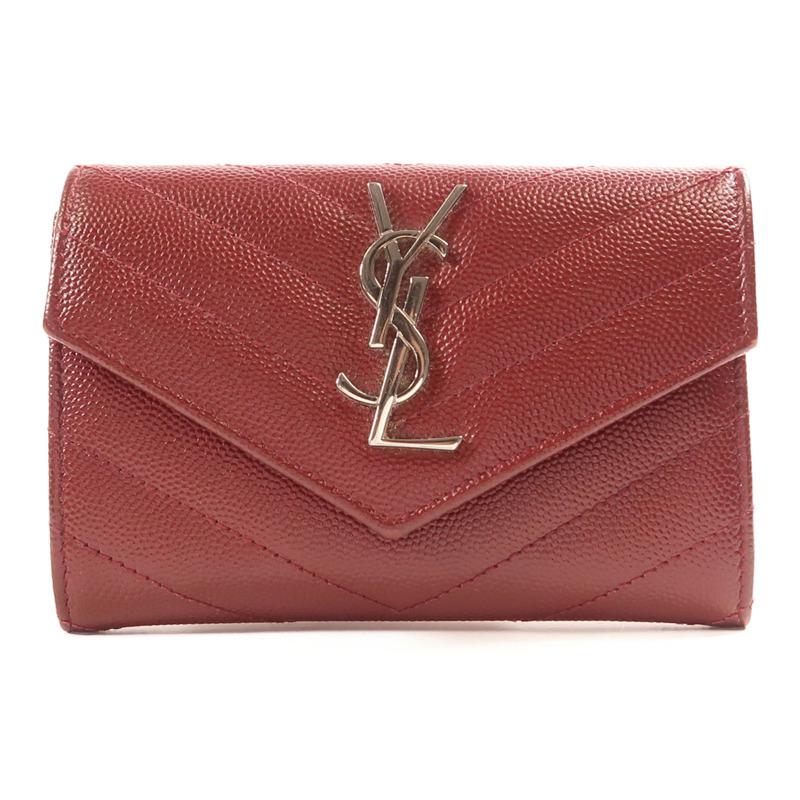 SAINT LAURENT 牛皮皮革Card Case銀扣卡片套-0