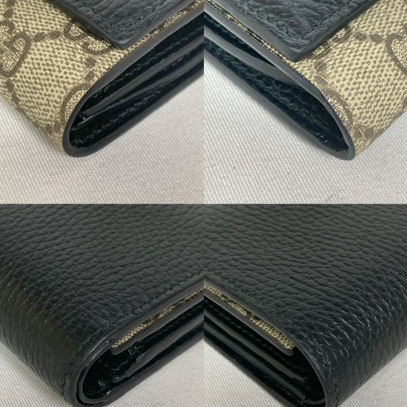 GUCCI GG皮革帆布雙色壓釦短夾-9