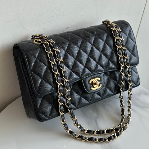 #專櫃38萬 Chanel Cf25黑金荔枝牛皮口蓋斜挎包 #閒置全配🈶購證