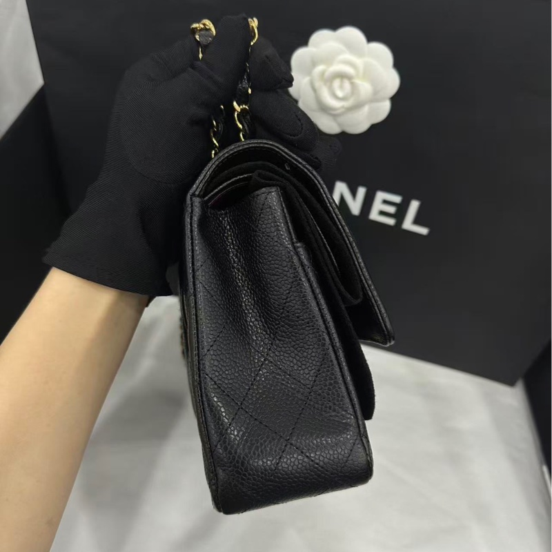 #專櫃38萬 Chanel Cf25黑金荔枝牛皮口蓋斜挎包 #閒置全配🈶購證-4