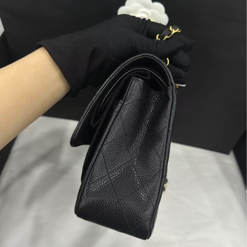 #專櫃38萬 Chanel Cf25黑金荔枝牛皮口蓋斜挎包 #閒置全配🈶購證-5