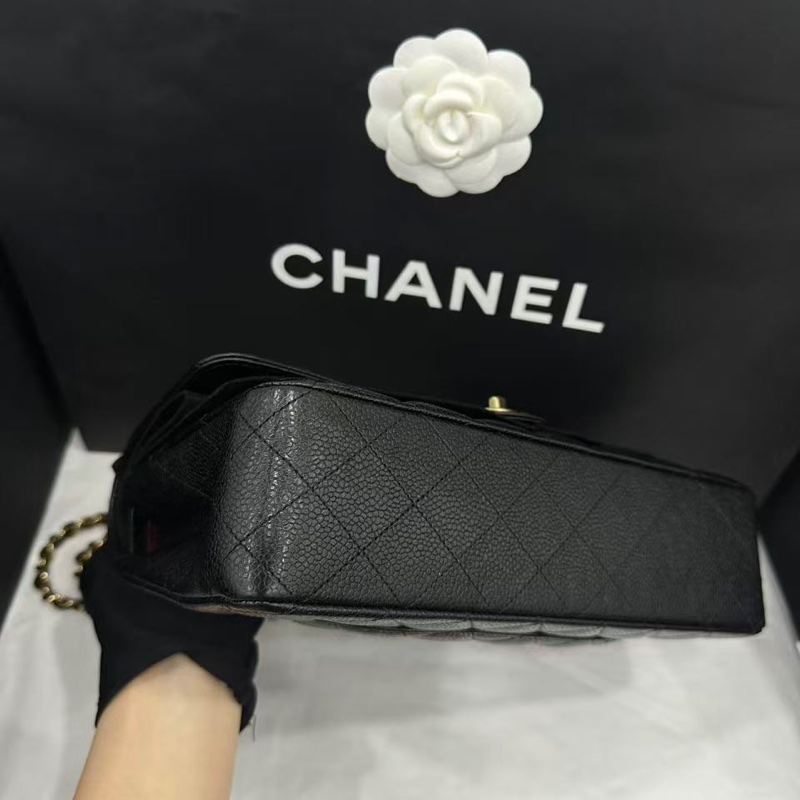 #專櫃38萬 Chanel Cf25黑金荔枝牛皮口蓋斜挎包 #閒置全配🈶購證-6