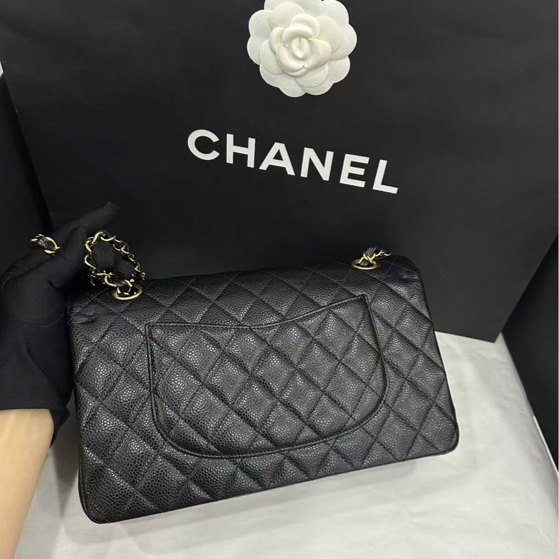 #專櫃38萬 Chanel Cf25黑金荔枝牛皮口蓋斜挎包 #閒置全配🈶購證-7