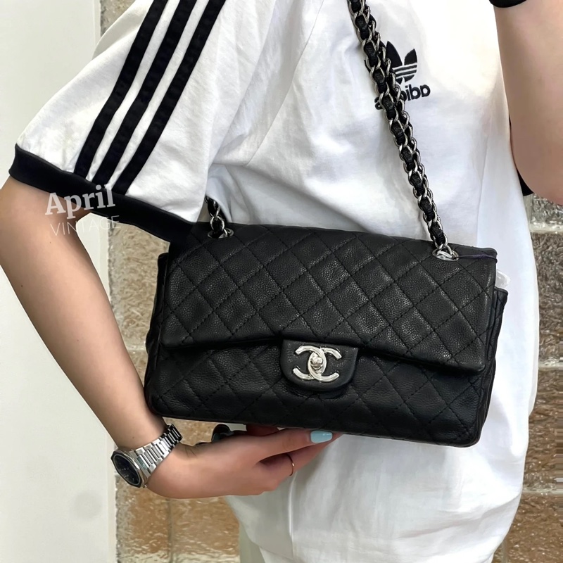 #25萬入手 #絕版99新閒置收藏 香奈兒黑銀荔枝牛皮Cf25肩背包🉑斜背-2