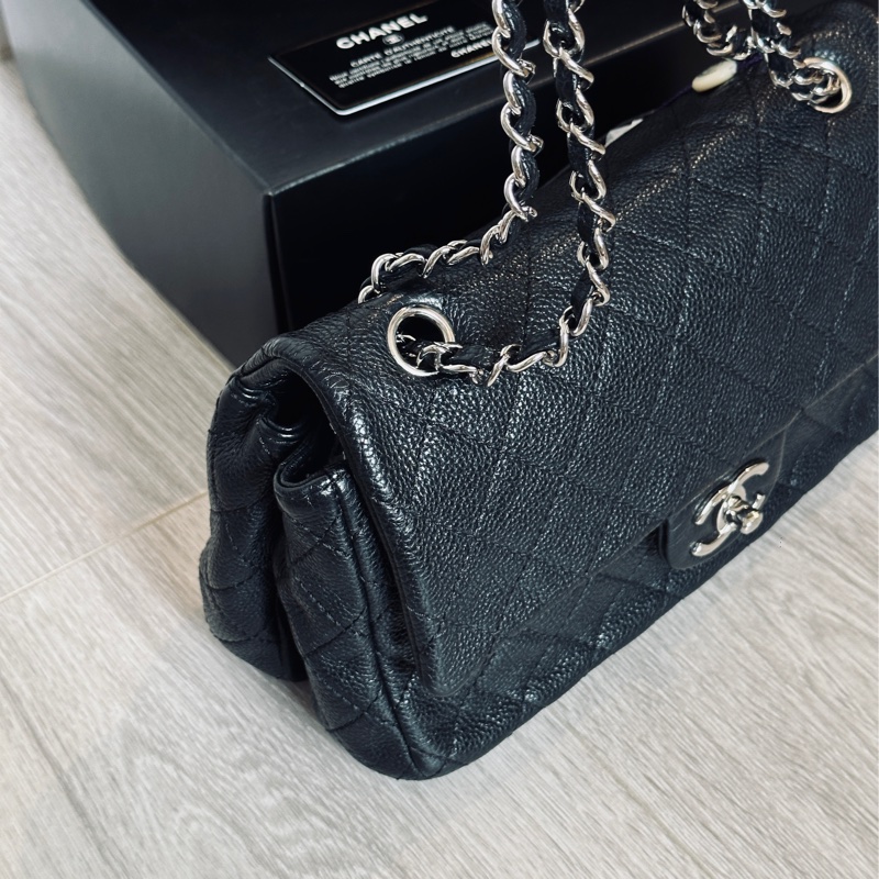 #25萬入手 #絕版99新閒置收藏 香奈兒黑銀荔枝牛皮Cf25肩背包🉑斜背-9