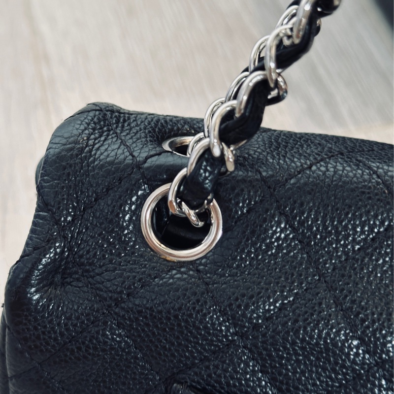 #25萬入手 #絕版99新閒置收藏 香奈兒黑銀荔枝牛皮Cf25肩背包🉑斜背-24