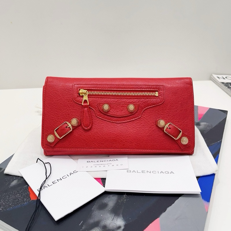 Balenciaga巴黎世家 紅色金扣長銀包-0