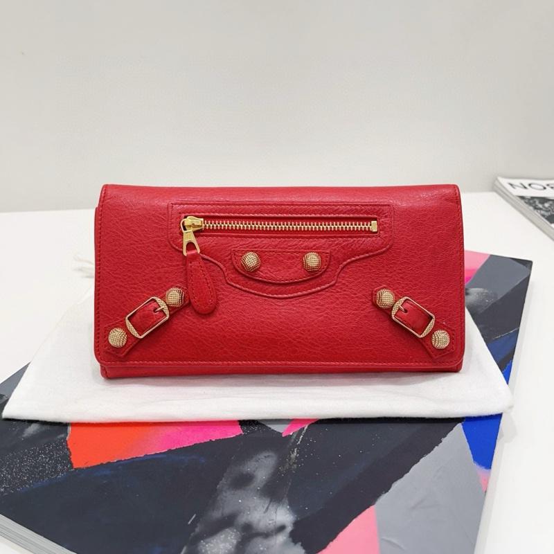 Balenciaga巴黎世家 紅色金扣長銀包-1