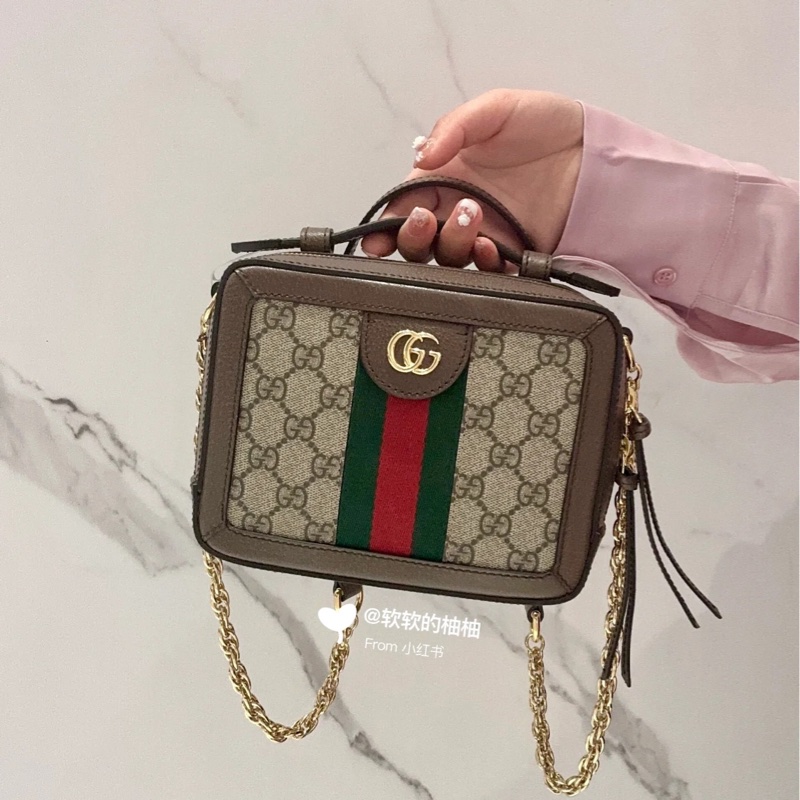 Gucci Ophidia經典烏木色老花盒子斜挎包 全新全配🈶台灣購證 #離櫃未使用-2