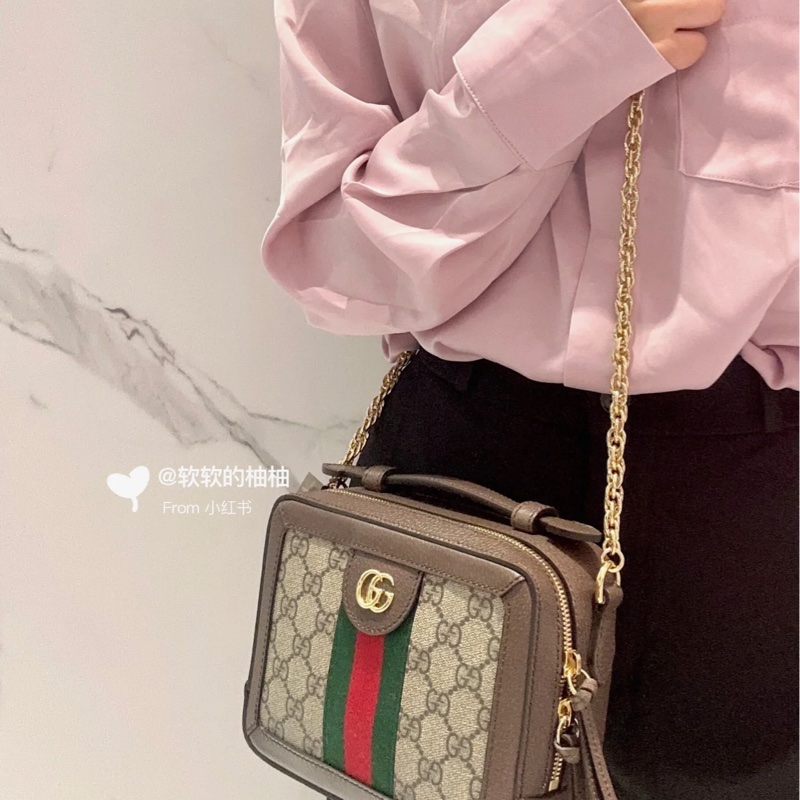 Gucci Ophidia經典烏木色老花盒子斜挎包 全新全配🈶台灣購證 #離櫃未使用-4