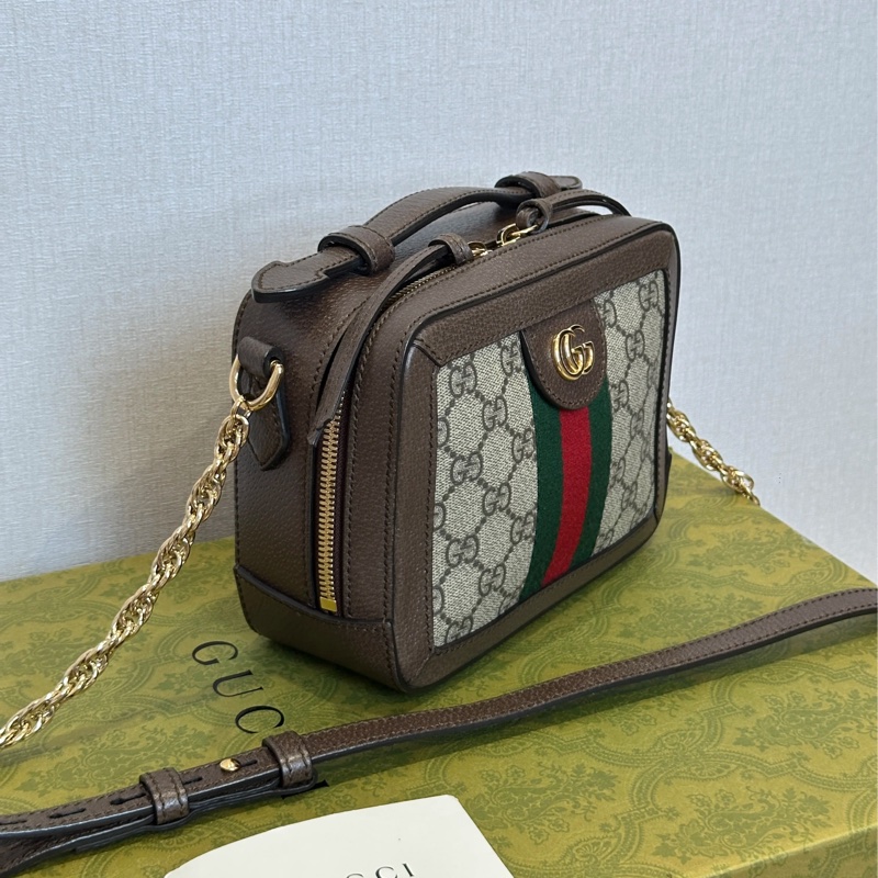 Gucci Ophidia經典烏木色老花盒子斜挎包 全新全配🈶台灣購證 #離櫃未使用-6