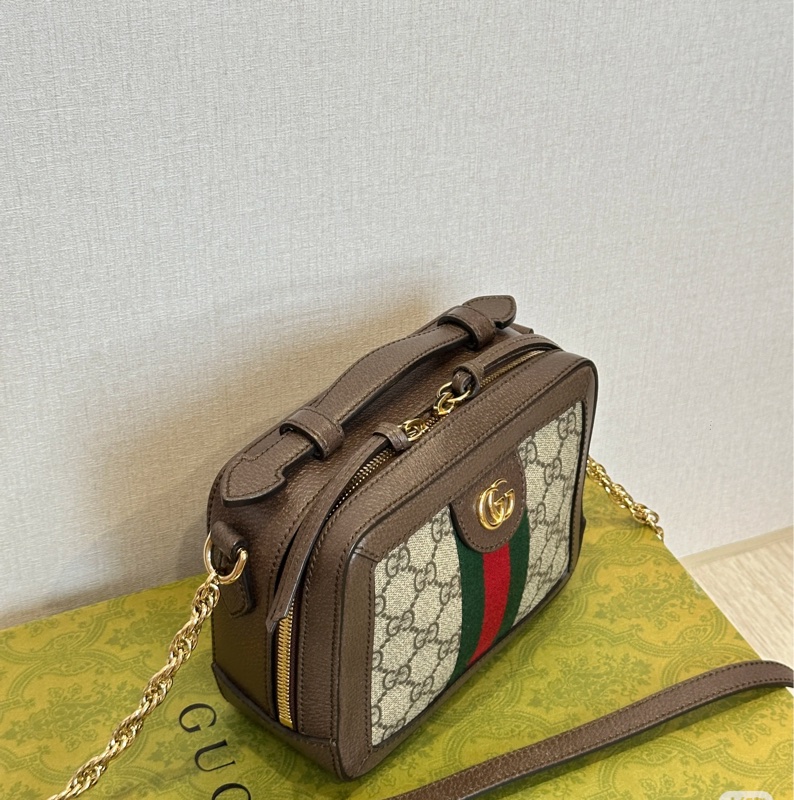 Gucci Ophidia經典烏木色老花盒子斜挎包 全新全配🈶台灣購證 #離櫃未使用-7