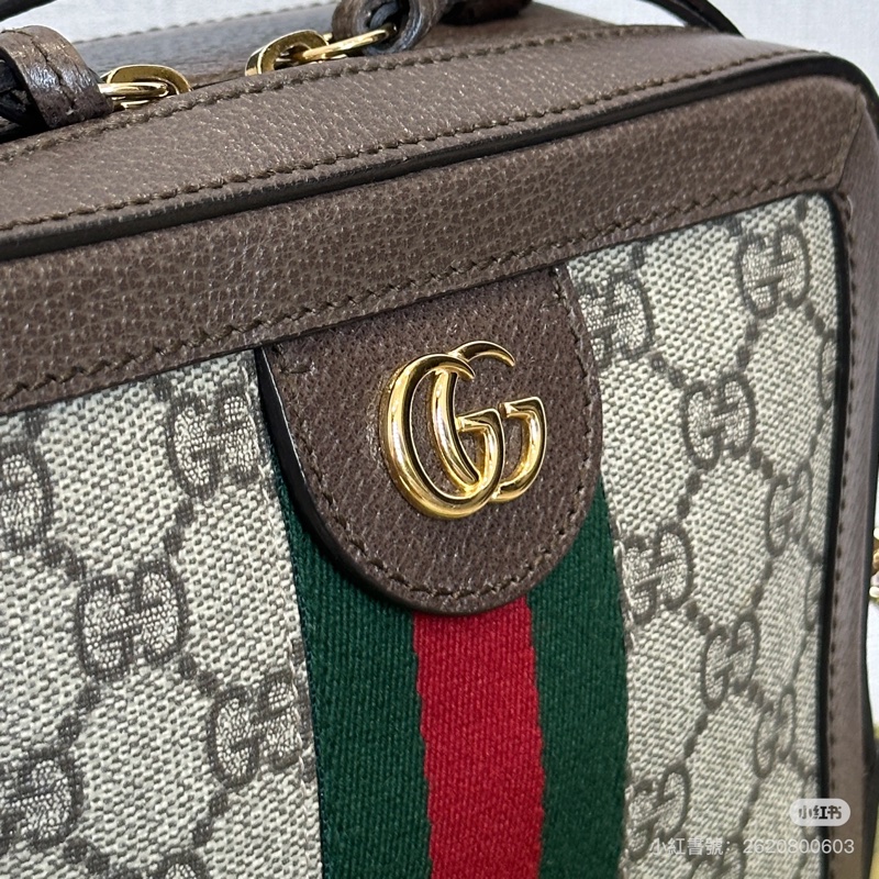 Gucci Ophidia經典烏木色老花盒子斜挎包 全新全配🈶台灣購證 #離櫃未使用-8