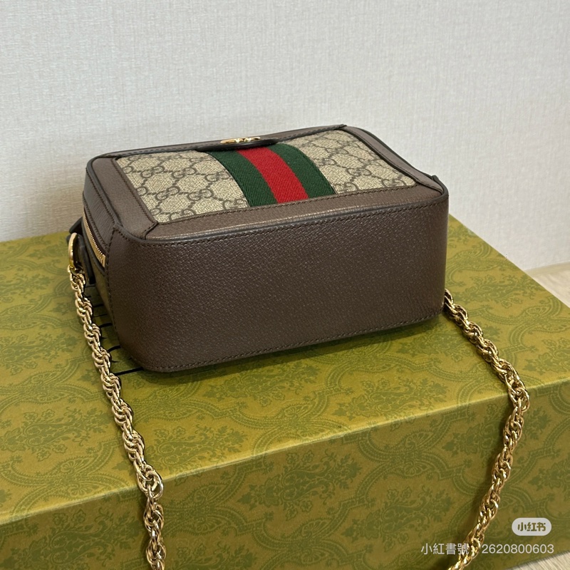 Gucci Ophidia經典烏木色老花盒子斜挎包 全新全配🈶台灣購證 #離櫃未使用-10