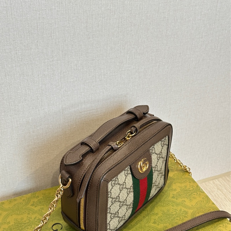 Gucci Ophidia經典烏木色老花盒子斜挎包 全新全配🈶台灣購證 #離櫃未使用-13