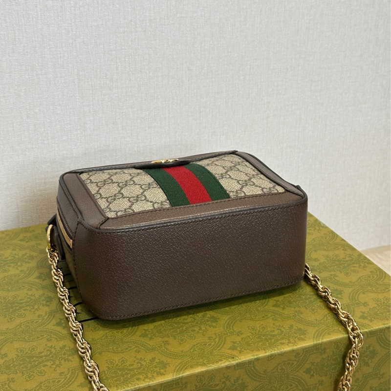 Gucci Ophidia經典烏木色老花盒子斜挎包 全新全配🈶台灣購證 #離櫃未使用-16