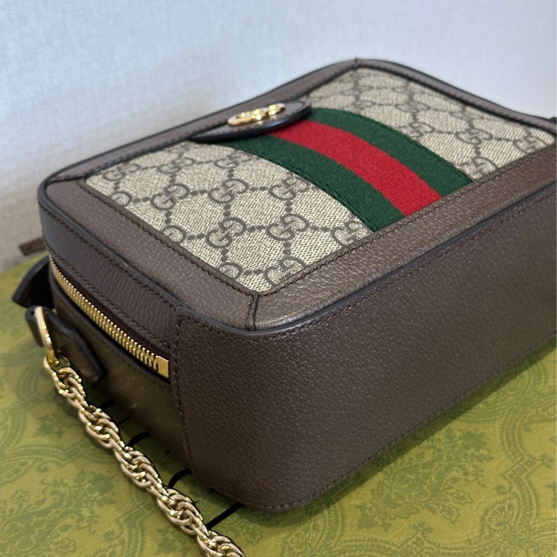 Gucci Ophidia經典烏木色老花盒子斜挎包 全新全配🈶台灣購證 #離櫃未使用-17