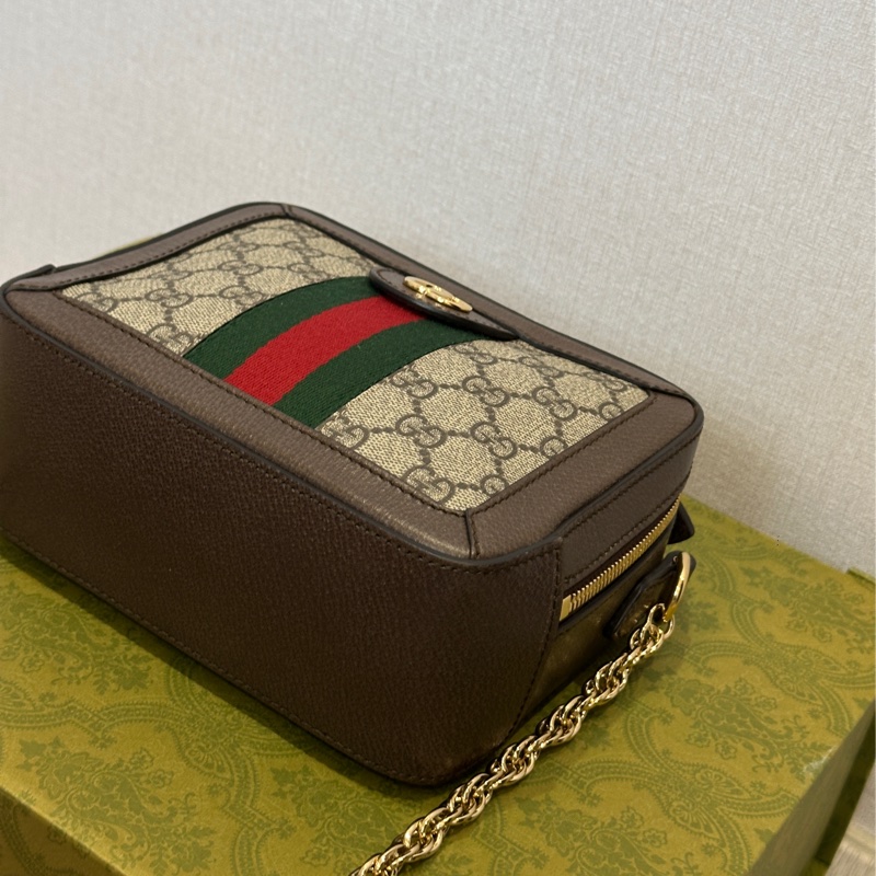 Gucci Ophidia經典烏木色老花盒子斜挎包 全新全配🈶台灣購證 #離櫃未使用-18