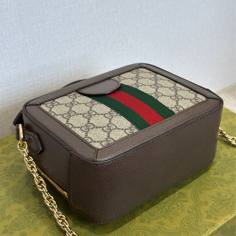 Gucci Ophidia經典烏木色老花盒子斜挎包 全新全配🈶台灣購證 #離櫃未使用-20