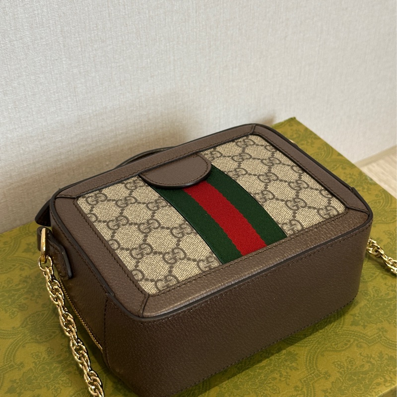 Gucci Ophidia經典烏木色老花盒子斜挎包 全新全配🈶台灣購證 #離櫃未使用-21