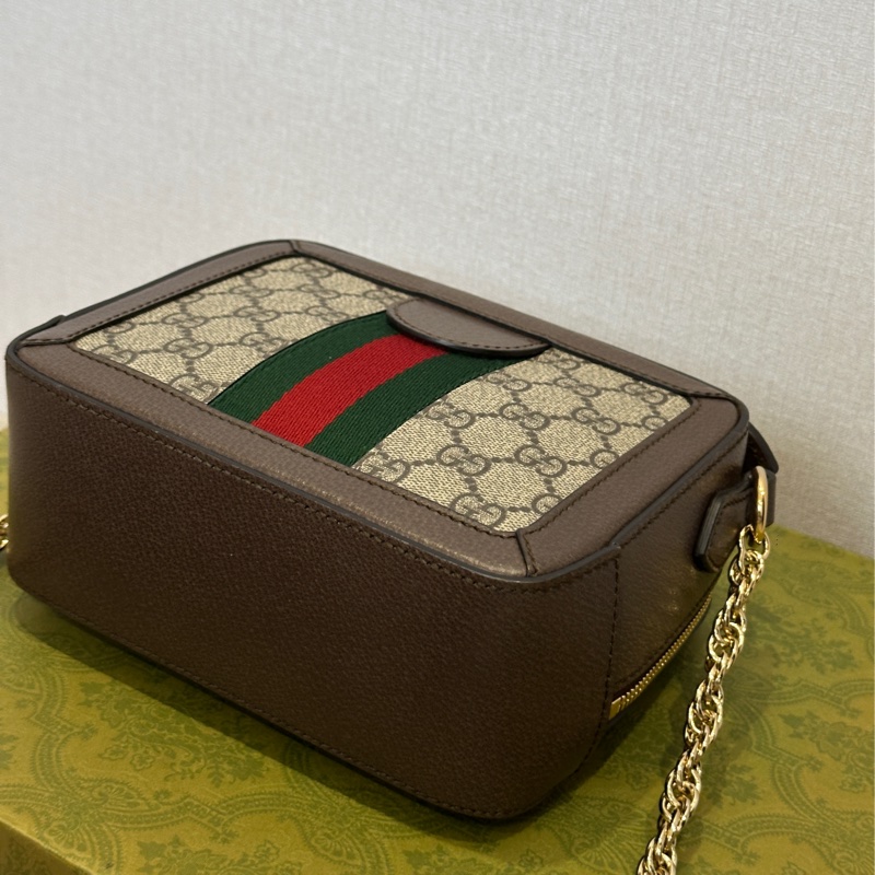 Gucci Ophidia經典烏木色老花盒子斜挎包 全新全配🈶台灣購證 #離櫃未使用-22