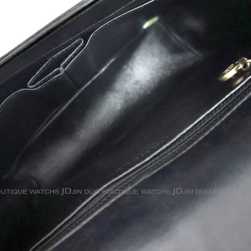 金鐸精品~C761 CHANEL 香奈兒 A91898黑金小羊皮人字縫線信封V形掀蓋金屬鍊帶側肩背包-5