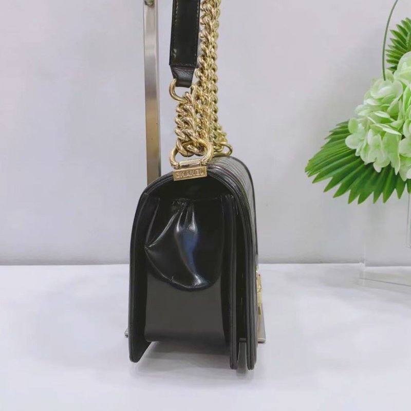 Chanel 黑金中號Le boy鏈條肩背包 25×14.5×8cm  99新 配件塵袋-2