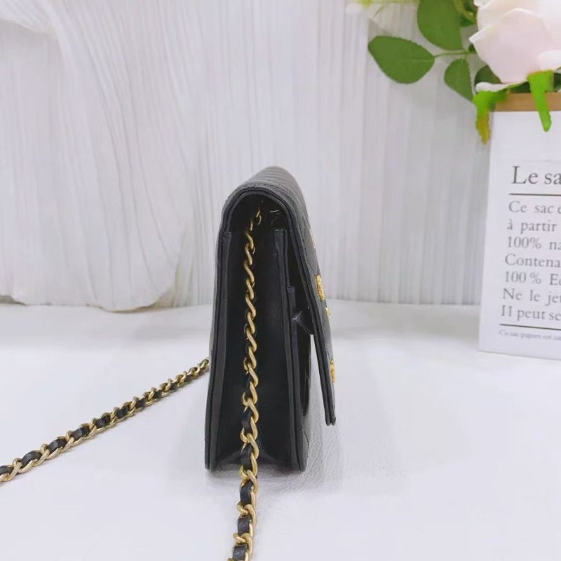 Chanel 黑金徽章埃及限量woc鏈條肩背斜背包19×12×4cm 99新 配件保卡塵袋-3