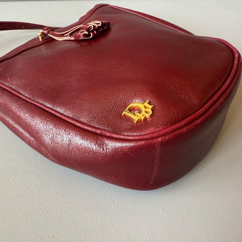 Vintage Dior mini bag 古董中古dior 懷舊酒紅小皮包-5
