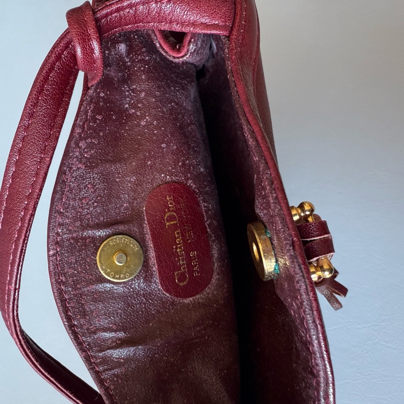 Vintage Dior mini bag 古董中古dior 懷舊酒紅小皮包-10