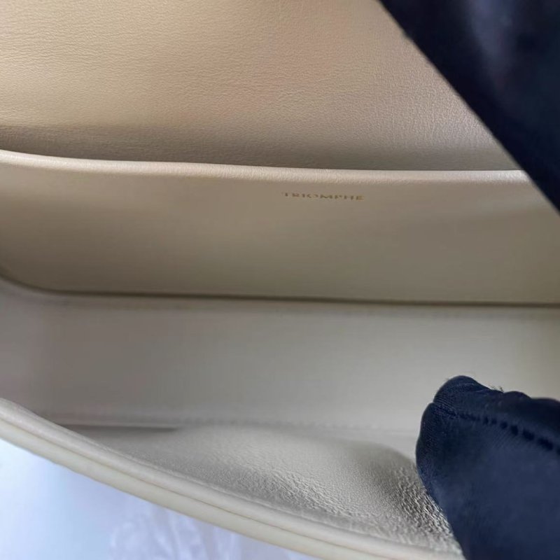 CELINE Triomphe淡黃色亮面牛皮腋下包 20*4*10 99新配件塵袋盒子-4