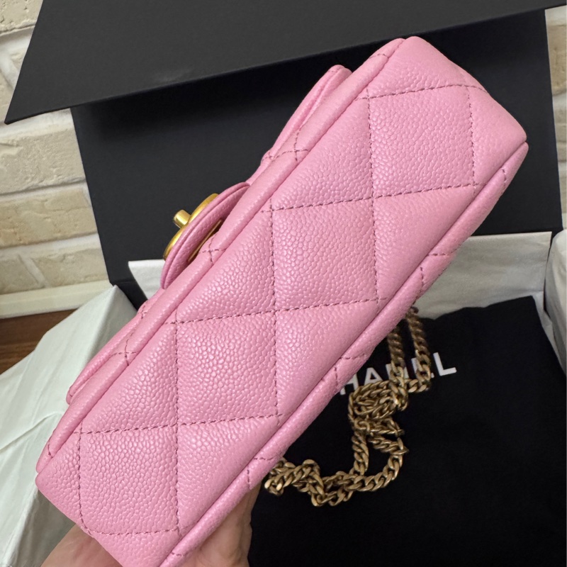 Chanel 愛心金球  粉紅荔枝皮 19公分-11