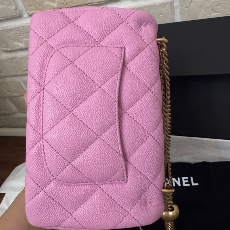 Chanel 愛心金球  粉紅荔枝皮 19公分-15
