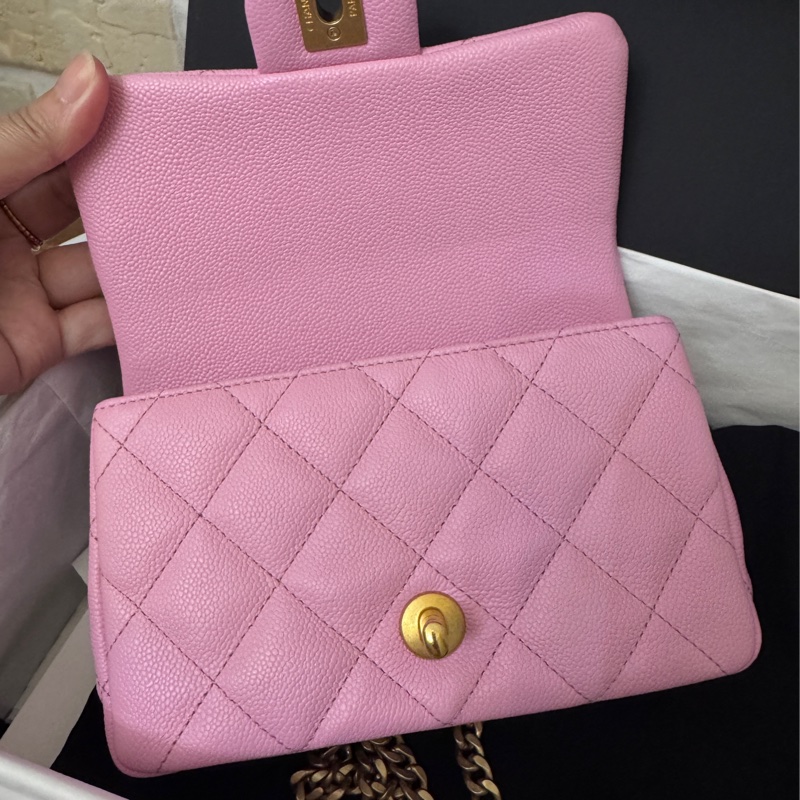 Chanel 愛心金球  粉紅荔枝皮 19公分-16