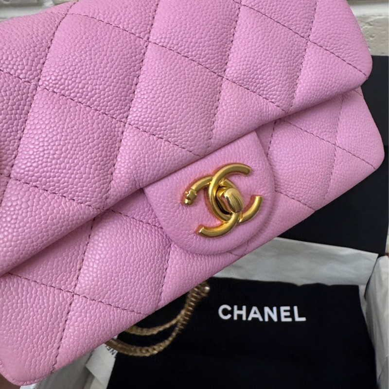Chanel 愛心金球  粉紅荔枝皮 19公分-22