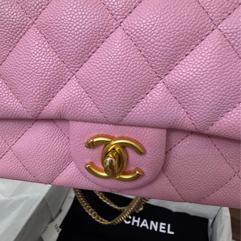 Chanel 愛心金球  粉紅荔枝皮 19公分-23